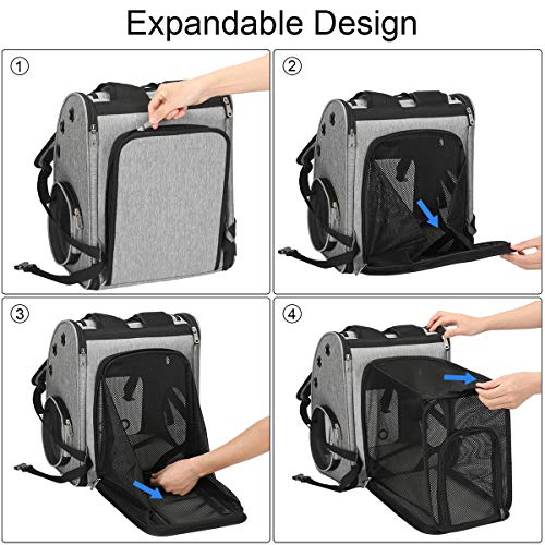 COVONO Expandable Pet Carrier Backpack for Cats, Dogs and Small Animals, Portable Pet Travel Carrier, Super Ventilated Des...