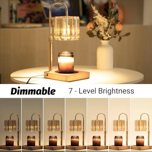 Yuichoy Candle Warmer Lamp with Timer, Dimmable Electric Candles Wamer Adjustable Height, Gifts for Women Mom, Glass Moder...