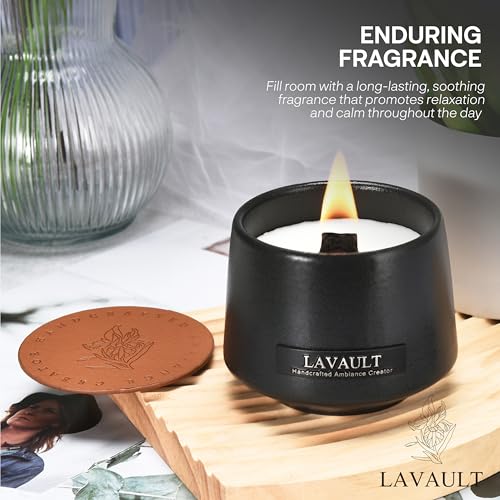 Lavault Stone Jar Candles - Long-Lasting Burn Time - Made from Natural Soy Wax and Essential Oils - Paraffin-Free - Ideal ...