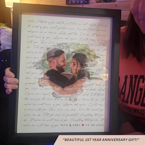 Personalized Song Lyrics Wall Art with Photo – Custom Wedding Song or First Dance Lyrics Print – Romantic Gift for Couples...