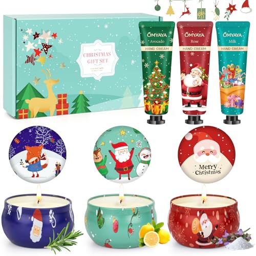 Christmas Candles Bulk Gifts, Hand Cream Set, Stocking Stuffers for Women, Scented Candle Set,Travel Size Bulk Hand Lotion...