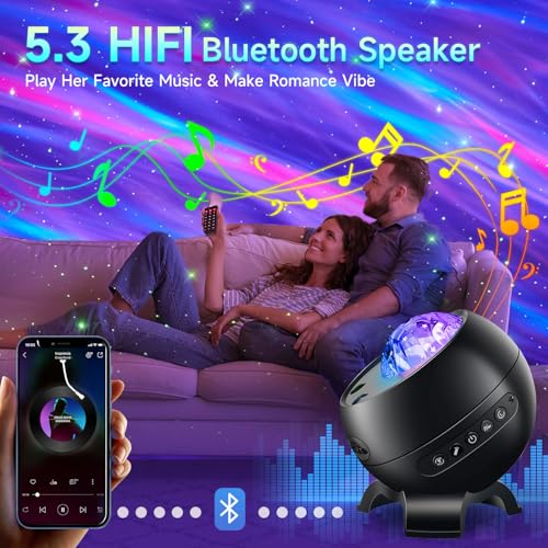 Northern Galaxy Light Projector, 300+Modes & 5 Films Star Projector, 15 White Noise & Bluetooth Northern Lights Projector,...