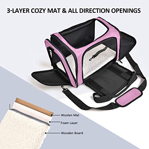 Henkelion Pet Carrier for Small Medium Cats Dogs Puppies up to 15 Lbs, TSA Airline Approved, Soft Sided, Collapsible Trave...