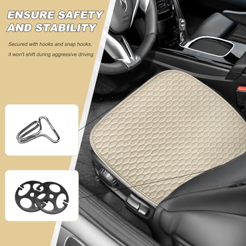 JNXIJ 2 PCS Car Seat Covers Cushion Pad, Breathable Linen Vehicle Bottom Seat Cover with Storage Pocket, Universal Anti-Sl...