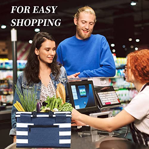 KEFOMOL Insulated Picnic Basket,Leak-Proof Collapsible Cooler Bag,26L Grocery Basket with Lid,2 Sturdy Handles,Storage Bas...