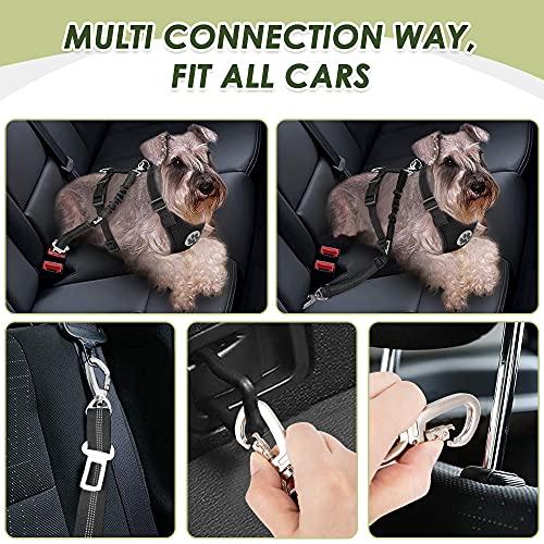 SlowTon Dog Seat Belt Harness for Car, Dog Car Harness Adjustable Mesh Breathable & Dog Seatbelt Safety Tether with Elasti...