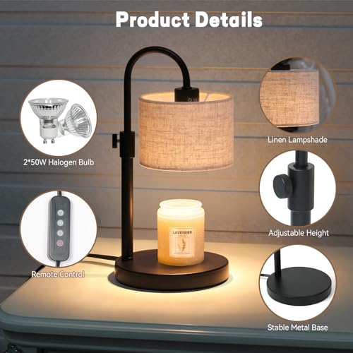 FINCMY Candle Warmer Lamp with Timer, Dimmable Candle Wax Warmer Candle Lamp Warmer with 2 Bulbs, House Warming Gifts Birt...
