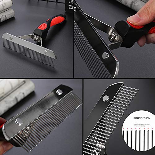 Dog Brushes for Grooming Large Dogs, Undercoat Dog Rake Long Hair Pet Comb Pet Grooming Brush with Anti-Slip Handle, Steel...