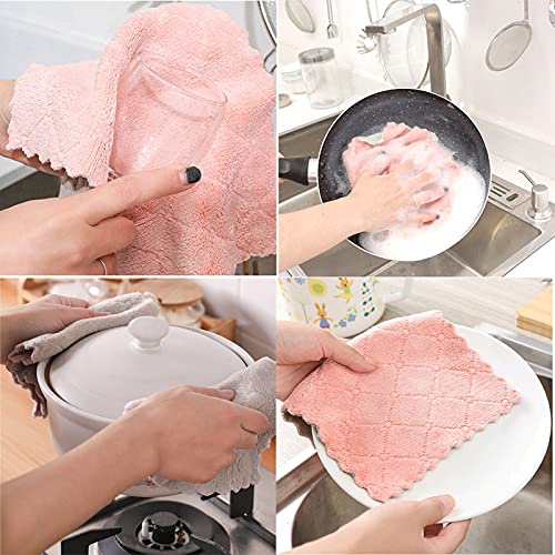12 Pack Kitchen Towels Quick Dry Washcloths, Coral Velvet Dishtowels Multipurpose Reusable Cloths, Soft Tea Absorbent Clea...
