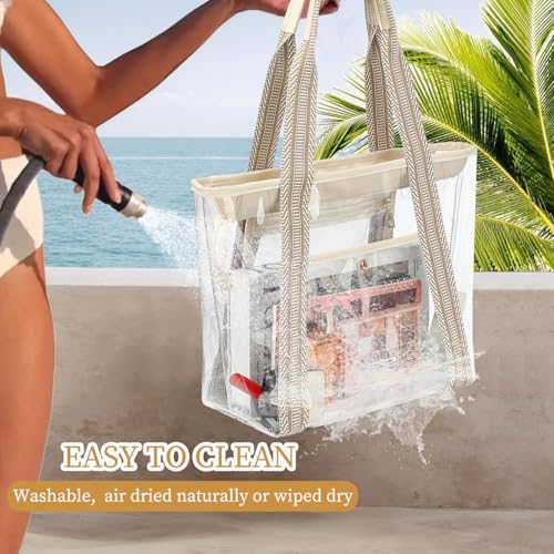 Fammart Clear Bag for Stadium Events, 12x6x12 Jelly Tote Bag for Women with Zipper for Beach Sports Concerts Work