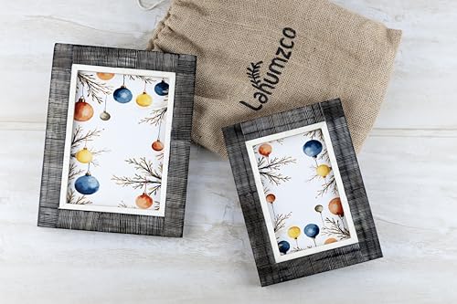 Lahumzco Horn and Bone Photo Frame 5x7 Inch – Black and White Decorative Picture Frame with Hand-Engraving Technique – Rus...