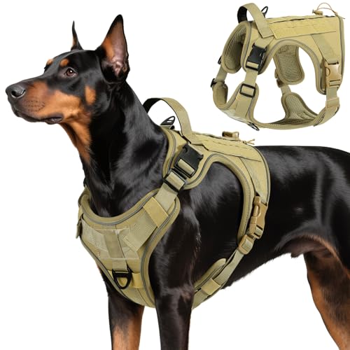 VavoPaw Heavy Duty Tactical Dog Harness for Large Dogs, No Pull Adjustable Pet Harness Reflective Service Training Easy Co...