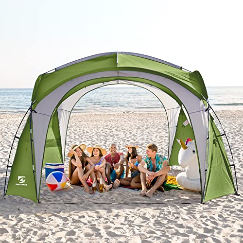 UNICAMPER Beach Tent 12 X 12ft Large UPF50+ Pop Up Canopy with 2-Pcs Side Wall