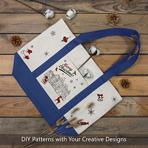 TOPDesign 1-Pack Canvas Tote Bag with an External Pocket, Reusable Grocery Shopping Bag, Top Zipper Closure, Daily Essenti...
