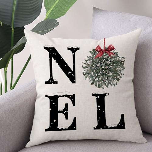 Coeufuedy Christmas Pillow Covers - 18x18 Inch Set of 4 Home Noel Truck Tree Holiday Cushion Covers Farmhouse Christmas De...