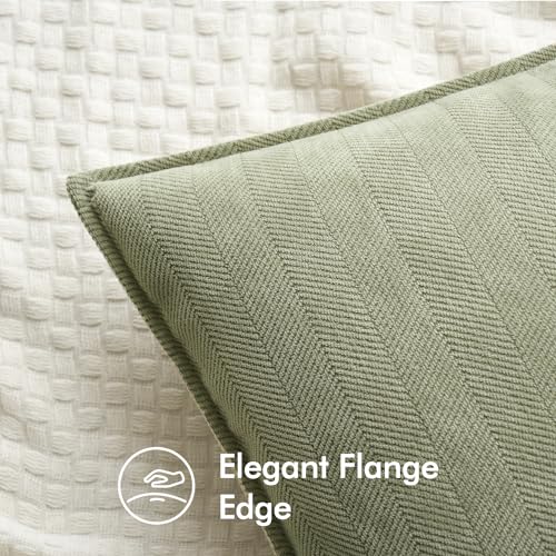 MIULEE Pack of 2 Sage Green Decorative Pillow Covers 20x20 Inch Soft Chenille Luxurious Couch Throw Pillows Farmhouse Cush...