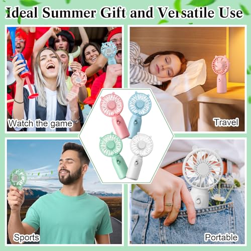 Glooglitter 8 Pcs Mini Portable Fans Bulk Handheld Battery Operated Fan with Lanyard for Makeup Eyelash, Cooling Lightweig...