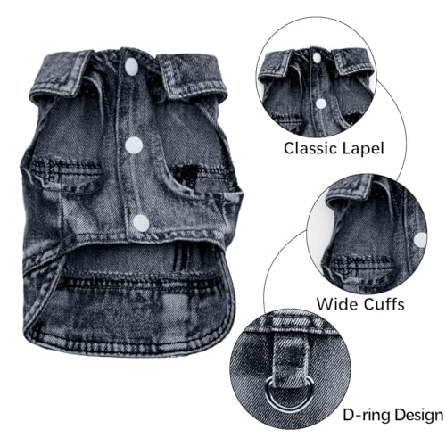 LKEX Dog Jean Jacket, Blue Denim Shirt Classic Lapel Vest Coat Costume Puppy T-Shirt, Comfort Tank Top Cool Apparel, Washe...