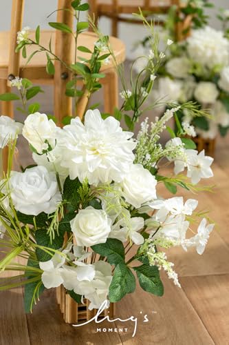 Ling's moment 17.5" Tall Free Standing Artificial Flowers Arrangements 4 pcs Fall Wedding Aisle Runner Chair Decorations L...