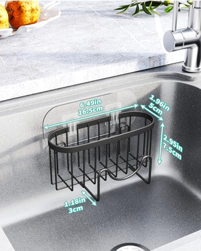 HapiRm Multifunctional Sponge Holder with Unique M-Shaped, 2 Installation Methods Kitchen Sink Caddy Organizer, Rustproof ...