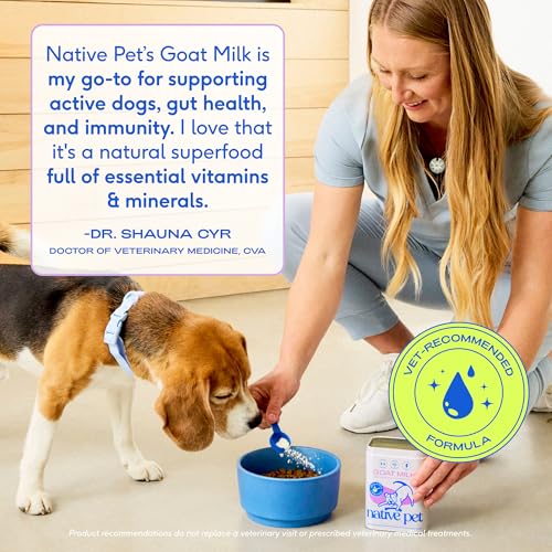 Native Pet Goat Milk Powder - Dog Food Topper for Active Dogs - Post-Activity Recovery, Energy, Immune Support, Hydration...