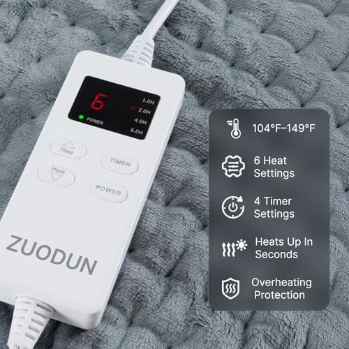 Heating Pad for Back, Neck, and Shoulder Pain Relief, Electric Heat Pad with 6 Heat Levels, Moist Heat Option, Auto Shut-O...
