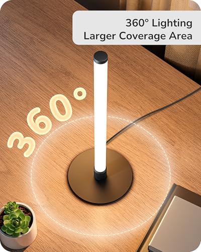 EDISHINE LED Table Lamp, Modern Slim Bedside Lamp with 360° Illumination, Stepless Dimming & 3 Color Temperature, Nightsta...