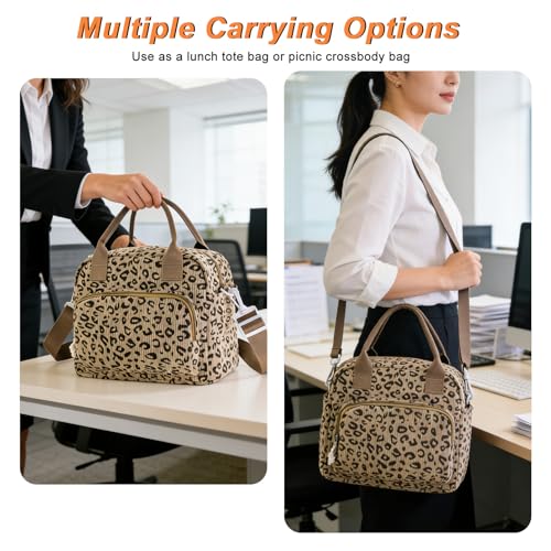 Mziart Lunch Box for Women Men, Large Cute Insulated Lunch Bag Leakproof Thermal Lunchbox Cooler Tote Bags with Adjustable...