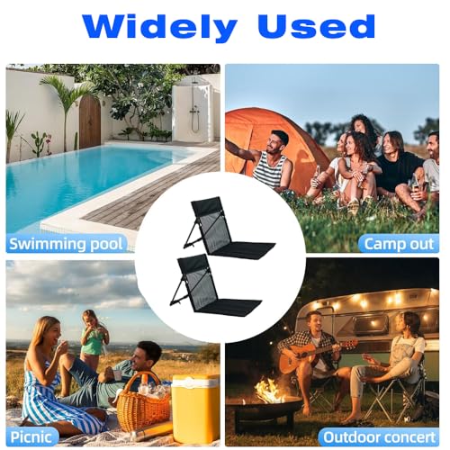 2 Pack Foldable Camping Chairs with Mesh Backrest,Ultra-Light Portable Beach Chairs with Carry Bag for Sunbathing Swimming...