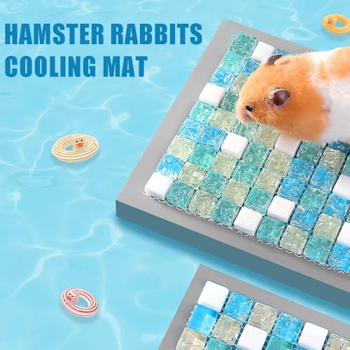 OULIGET Hamster Rabbits Cooling Mat,Crystal Quartz Glass Small Animal Bed,Pet Cool Plate Ice Bed Sleeping Pad Stay Cool fo...