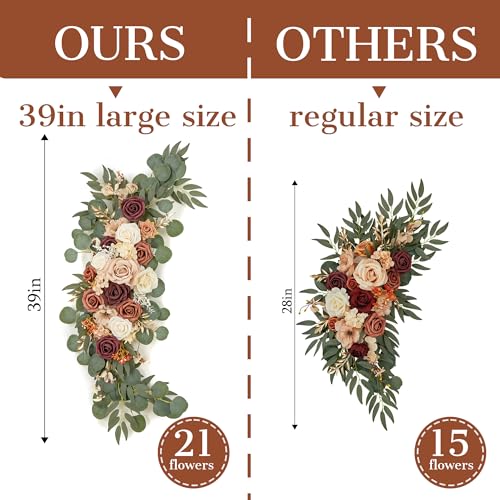 Ting's time Wedding Arch Flower Pack of 2 Artificial Silk Large Flower Swag Welcome Sign Floral Swag Reception Backdrop Fl...