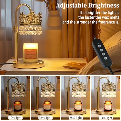 DMBOSS Candle Warmer Lamp with Timer Dimmer Adjustable Height with 2 Bulbs Crystal Candle Lamp Elegant Home Decor for Vale...