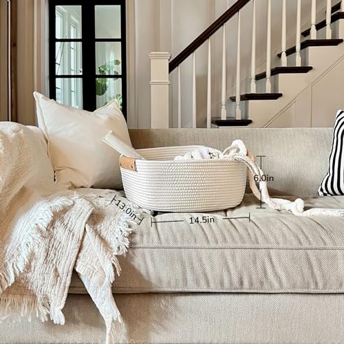 CHICVITA White Woven Basket Baby Gift Basket for Toys, Towels, Books, Rope Storage Basket for Living Room, Bathroom, Decor...