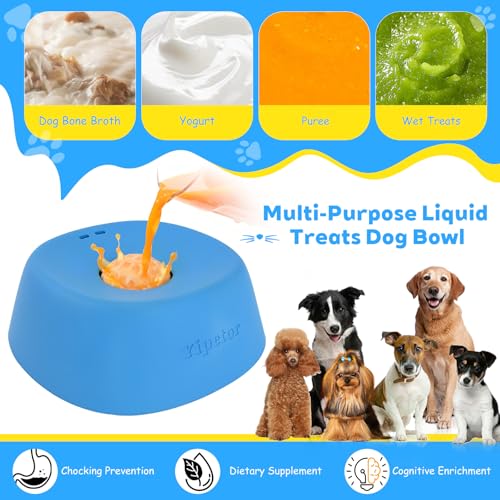 Yipetor Slow Feeder Dog Bowls for Liquid Treat, 【Entertained Ball-in】 Bone Broth Dog Lick Bowl, 3/4 Cup Yogurt Pup Lick To...