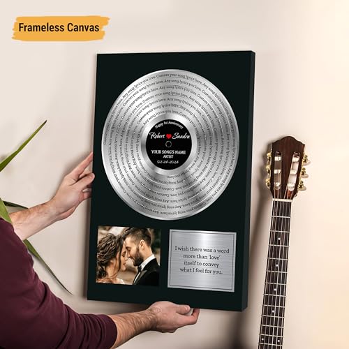 Personalized Platinum Vinyl Record Award Print for Wedding Song Gift, Decor Framed with Custom Engraving, Vinyl Record Cus...