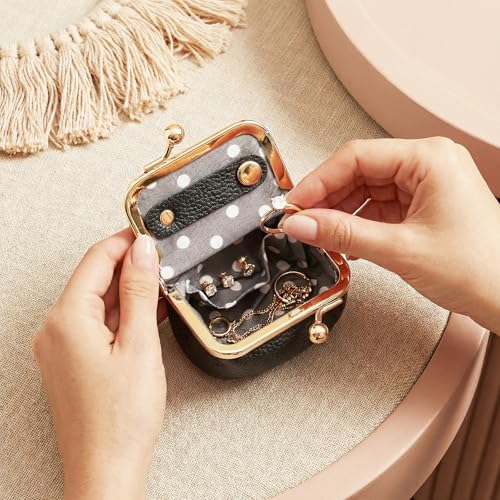 Sdfvsdg Genuine Leather Mini Jewelry Box Portable Vintage-Inspired Leather Small Coin Purse Jewelry Organizer Case Mini Tr...