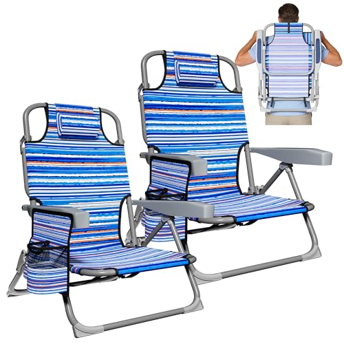 DIAMONDFORGE Lightweight Portable Beach Chair for Adults, 350 LBS Capacity Backpack Beach Chair, Reclining Beach Chair wit...