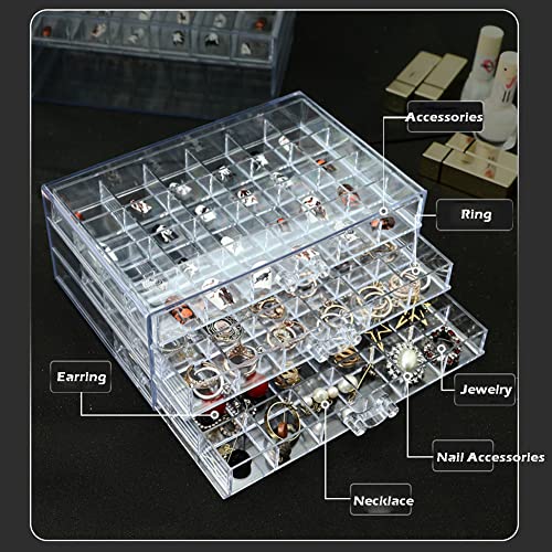 YUFONG Earring Storage Box Organizer 3 Drawers Acrylic Jewelry Storage Box Holder Transparent Jewelry Display Stand with 7...