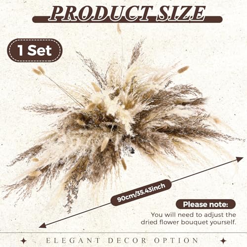 Layhit 1 Set Boho Dried Flower Wall Hanging 35 inch Pampas Grass Bouquet Dry Flower for Vase Crafts DIY Handmade Floral Pl...