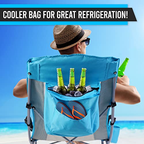 Nice C Beach Chair, Beach Chairs for Adults 2 Pack w/Cooler Compact High Back, Cup Holder & Carry Bag & Heavy Duty Outdoo...
