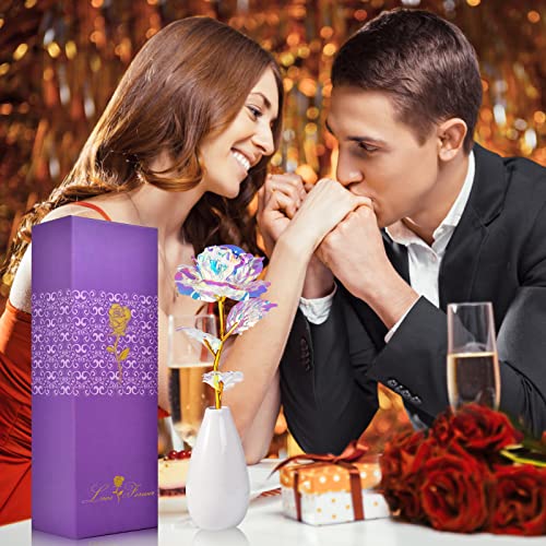 Tmacker Mothers Day Mom Gifts for Women Grandma - Artificial Rose Flowers with Vase Birthday Gifts for Mom Wife Her Valent...