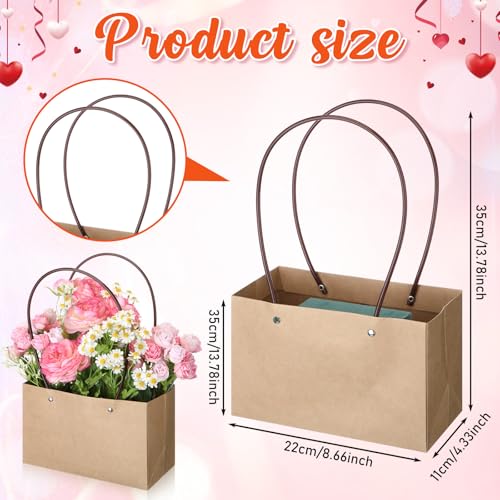 6 Set Mother's Day Flower Gift Boxes with Floral Foam Blocks, Bouquet Carrier Bags with Handle, Paper Flower Box for Bouqu...