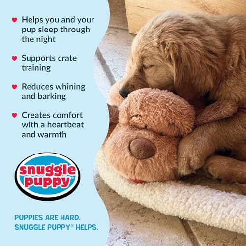 Snuggle Puppy Original Heartbeat Puppy Toy with Real-Feel Pulse & Heat Pack, Calming Sleep Aid for Puppy Anxiety, Crate Tr...