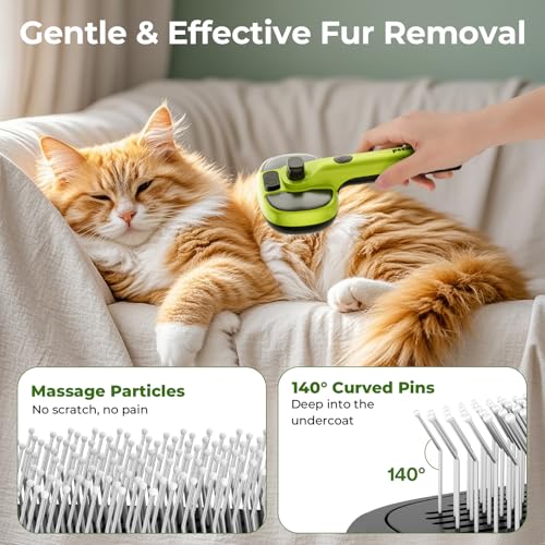 Pecute Cat Steam Brush, Self-Cleaning Steam Cat Brush with 2 Water Spray Modes, Large Capacity Tank, Steaming Renu Dog Bru...