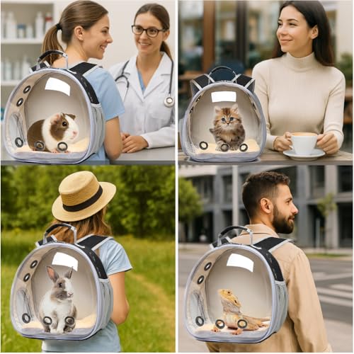 Bunny Carrier, Guinea Pig Carrier,Small Animal Carrier Backpack for Rabbit,Bearded Dragon, Lizard,Hamster,Kitten. Breathab...