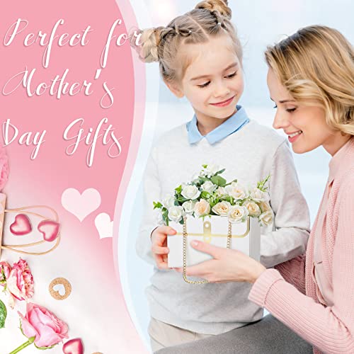 Lincia 12 Pcs Mother's Day Pink White Black Flower Box Wedding Flower Paper Gift Bag Bouquet Boxes with Handle Boxes for A...