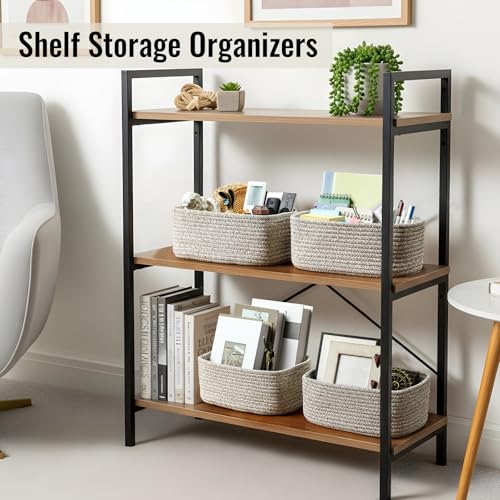 8 Pack Small Storage Baskets for Organizing, Woven Rope Bins for Bathroom, Closet, Shelf Organizer, Cute Cube Decorative B...