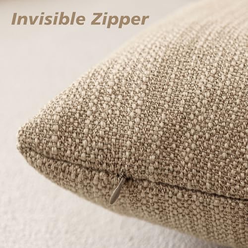 Foindtower Set of 2 Decorative Textured Burlap Linen Throw Pillow Covers Farmhouse Boho Cushion Cover Solid Accent Pillowc...