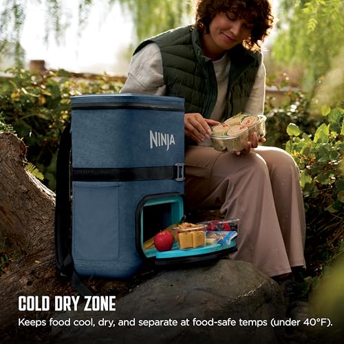 Ninja Backpack Cooler | FrostVault Go 24 Can Soft Cooler | Leakproof Zipper with Built in Can Opener, 2 Ice Packs & Dry St...