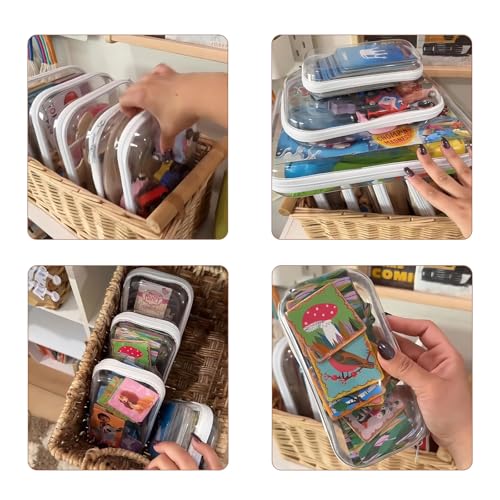 Clear Hard Shell Zipper Case,6PCS Transparent Clear Zipper Pouches,Hard Side Plastic Case Set,Portable Travel Storage Orga...